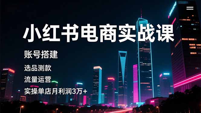 小红书电商实战课，账号搭建，选品测款，流量运营，实操月利润3万+-蚂蚁汇资源分享项目网