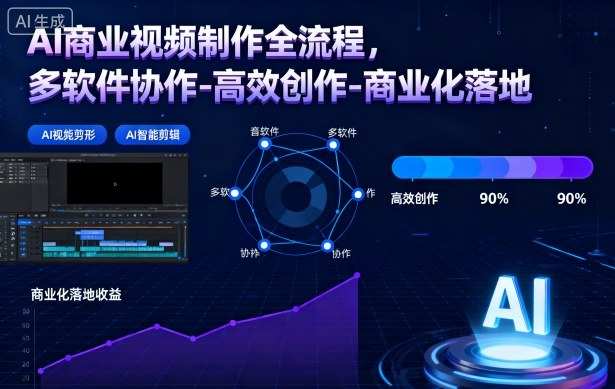 AI商业视频制作全流程，多软件协作-高效创作-商业化落地-蚂蚁汇资源分享项目网