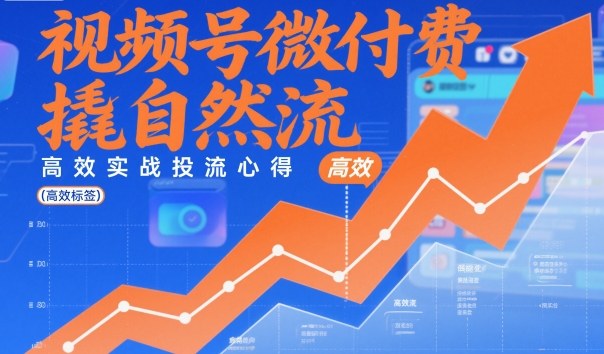 视频号微付费撬自然流，高效实战投流心得-蚂蚁汇资源分享项目网