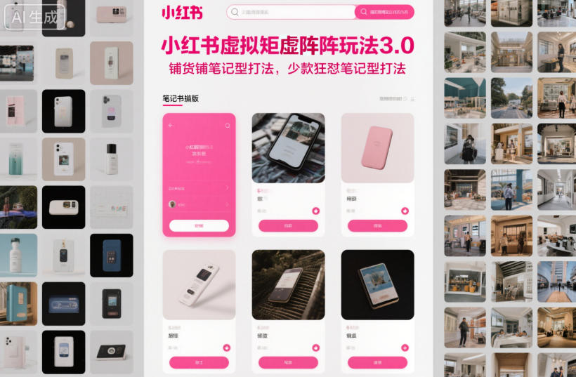 小红书虚拟矩阵玩法3.0，铺货铺笔记型打法，少款狂怼笔记型打法-蚂蚁汇资源分享项目网