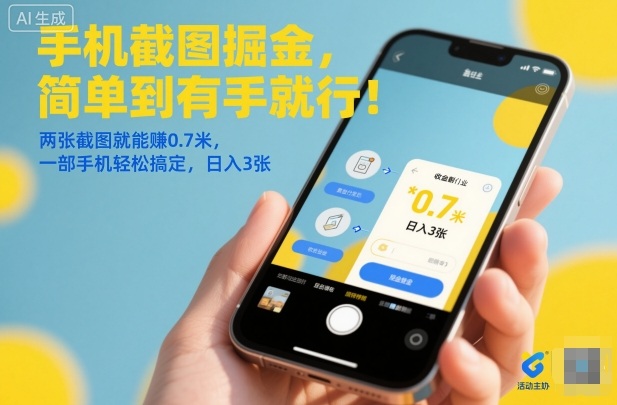 手机截图掘金，简单到有手就行！两张截图就能賺0.7米，一部手机轻松搞定，日入3张【揭秘】-蚂蚁汇资源分享项目网