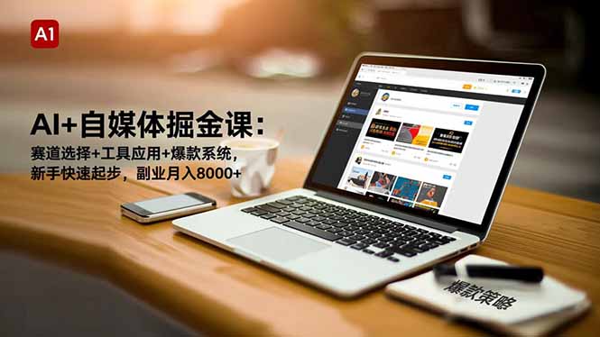 AI+自媒体掘金课：赛道选择+工具应用+爆款系统，新手快速起步，副业月入8000+-蚂蚁汇资源分享项目网