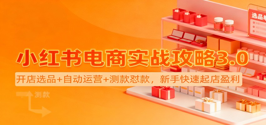 小红书电商实战攻略3.0：开店选品+自动运营+测款怼款，新手快速起店盈利-蚂蚁汇资源分享项目网
