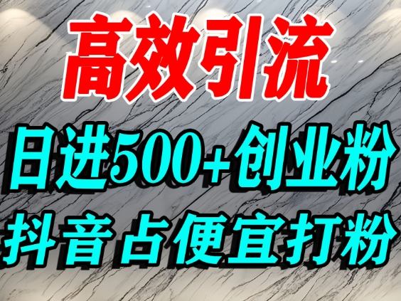 怎么打创业粉？抖音利用占便宜心理引流创业粉，单人日引500+精准流量-蚂蚁汇资源分享项目网