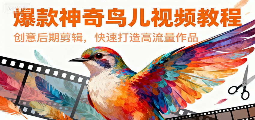 爆款神奇鸟儿视频教程，创意后期剪辑，快速打造高流量作品-蚂蚁汇资源分享项目网