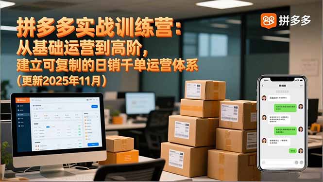 拼多多实战训练营：从基础运营到高阶，建立可复制的日销千单运营体系(更新11月-蚂蚁汇资源分享项目网
