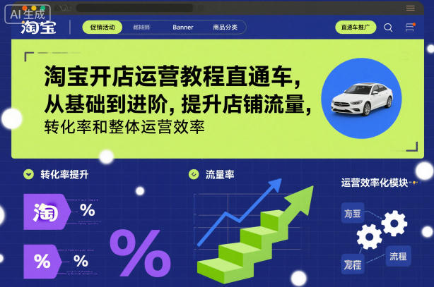 淘宝开店运营教程直通车，从基础到进阶，提升店铺流量，转化率和整体运营效率(更新11月)-蚂蚁汇资源分享项目网