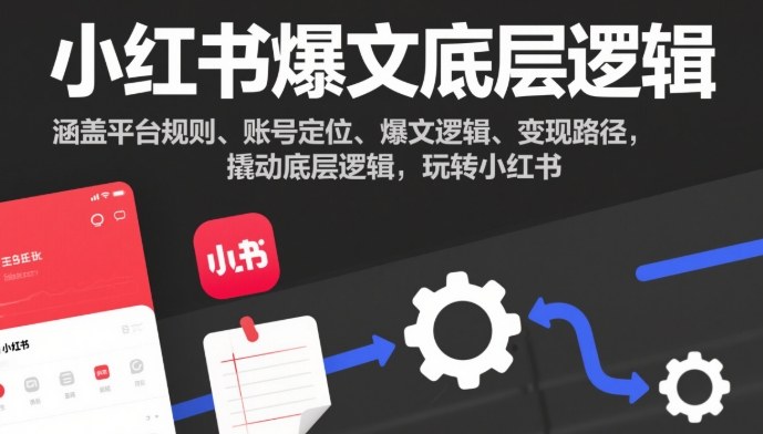 小红书爆文底层逻辑，涵盖平台规则、账号定位、爆文逻辑、变现路径，撬动底层逻辑，玩转小红书-蚂蚁汇资源分享项目网