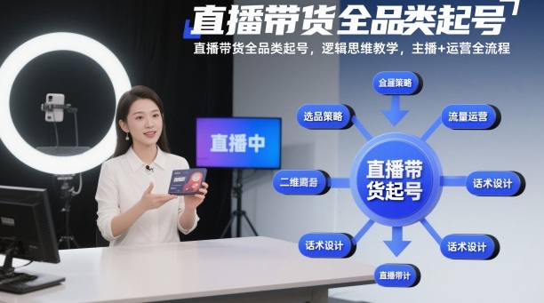 直播带货全品类起号，逻辑思维教学，主播+运营全流程-蚂蚁汇资源分享项目网