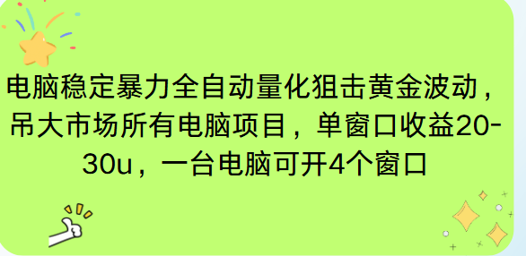 电脑EA策略挂机项目单窗口收益20-30u，单电脑可挂5-10个窗口收益稳健4位数-蚂蚁汇资源分享项目网