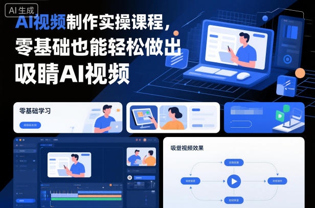 AI视频制作实操课程，零基础也能轻松做出吸睛AI视频-蚂蚁汇资源分享项目网