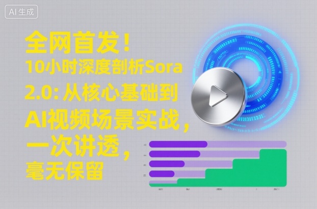 全网首发！10小时深度剖析Sora 2.0：从核心基础到AI视频场景实战，一次讲透，毫无保留-蚂蚁汇资源分享项目网