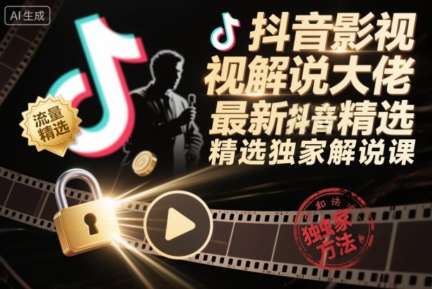 抖音影视解说大佬最新抖音进精选和独家方法，精选独家解说课(更新11月)-蚂蚁汇资源分享项目网