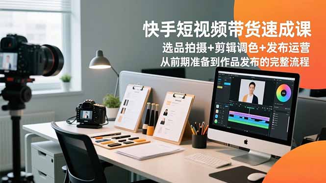 快手短视频带货速成课，选品拍摄+剪辑调色+发布运营，从前期准备到作品发布的完整流程-蚂蚁汇资源分享项目网
