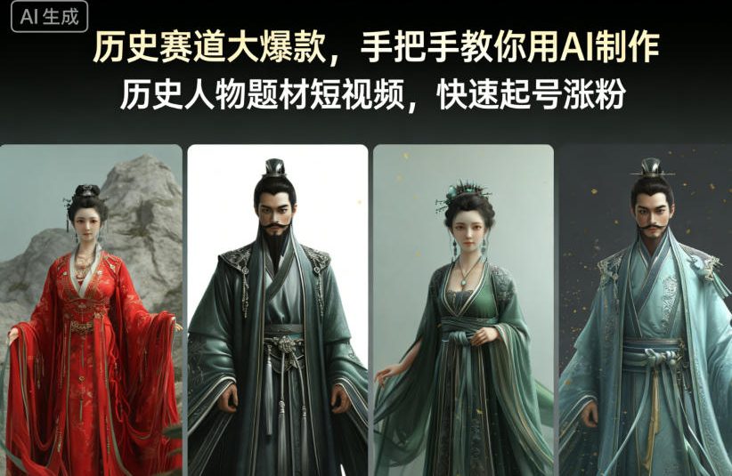 历史赛道大爆款，手把手教你用AI制作历史人物题材短视频，快速起号涨粉-蚂蚁汇资源分享项目网