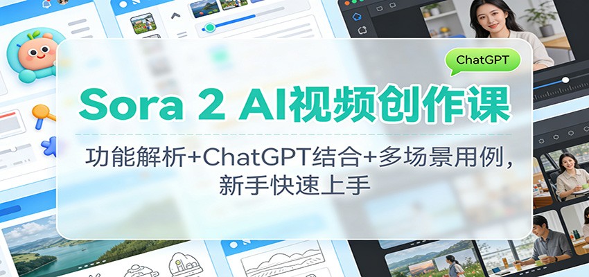 Sora 2 AI视频创作课：功能解析+ChatGPT结合+多场景用例，新手快速上手-蚂蚁汇资源分享项目网