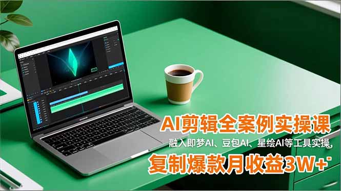 AI剪辑全案例实操课，融入即梦AI、豆包AI、星绘AI等工具实操，复制爆款月收益3W+-蚂蚁汇资源分享项目网