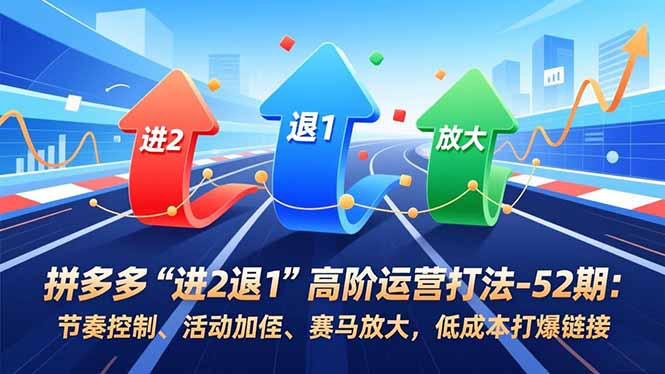 拼多多“进2退1”高阶运营打法-52期：节奏控制、活动加权、赛马放大，低成本打爆链接-蚂蚁汇资源分享项目网