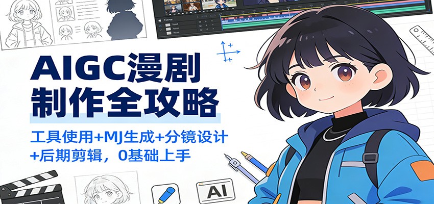 AIGC漫剧制作全攻略：工具使用+MJ生成+分镜设计+后期剪辑，0基础上手-蚂蚁汇资源分享项目网