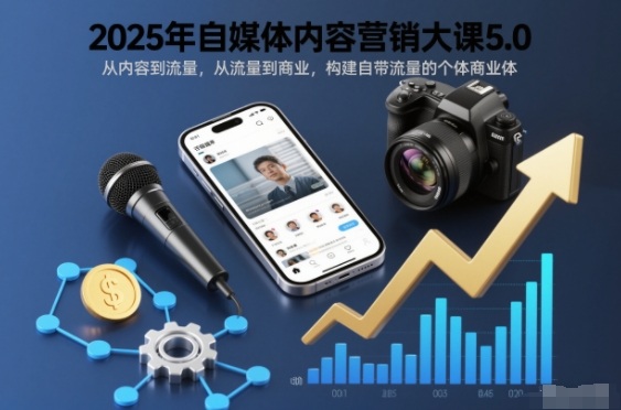 2025年自媒体内容营销大课5.0，从内容到流量，从流量到商业，构建自带流量的个体商业体-蚂蚁汇资源分享项目网