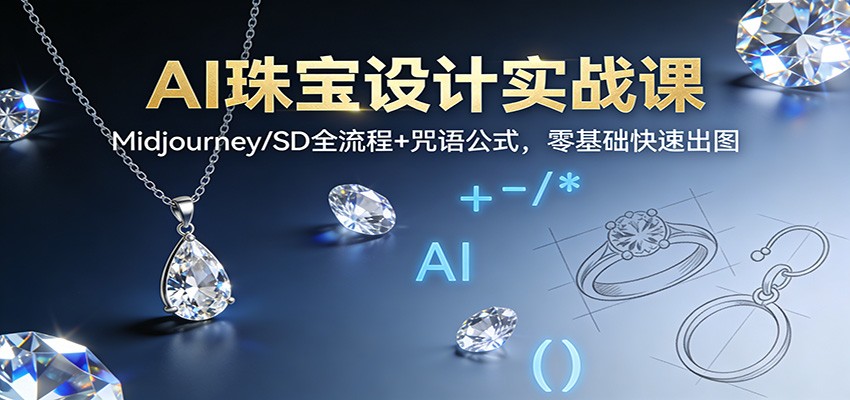 AI珠宝设计实战课：Midjourney/SD全流程+咒语公式，零基础快速出图-蚂蚁汇资源分享项目网