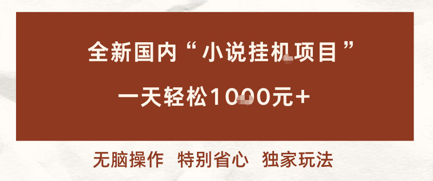 全新国内小说挂G项目，多窗口无脑跑，一天轻松1k+，特别省心【揭秘】-蚂蚁汇资源分享项目网
