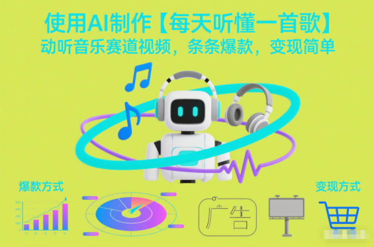使用AI制作【每天听懂一首歌】动听音乐赛道视频，条条爆款，变现简单-蚂蚁汇资源分享项目网