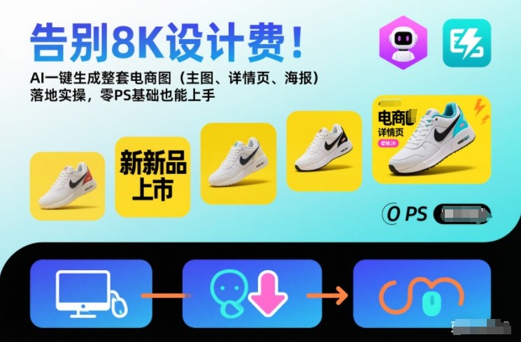 告别8K设计费！AI一键生成整套电商图(主图、详情页、海报)落地实操，零PS基础也能上手-蚂蚁汇资源分享项目网