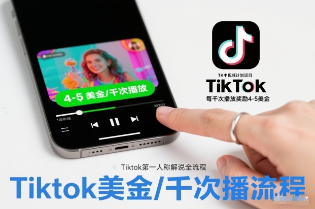 TK中视频计划项目，Tiktok第一人称解说流程，每干次播放奖励4-5美金-蚂蚁汇资源分享项目网