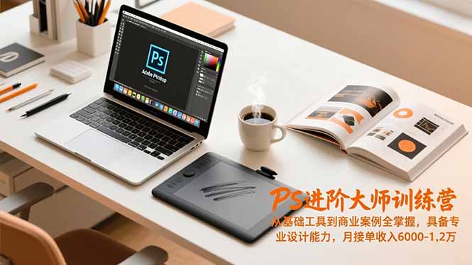 PS进阶大师训练营，从基础工具到商业案例全掌握，具备专业设计能力，月接单收入6000-1.2万-蚂蚁汇资源分享项目网