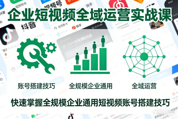 企业短视频全域运营实战课，快速掌握全规模企业通用短视频账号搭建技巧-蚂蚁汇资源分享项目网