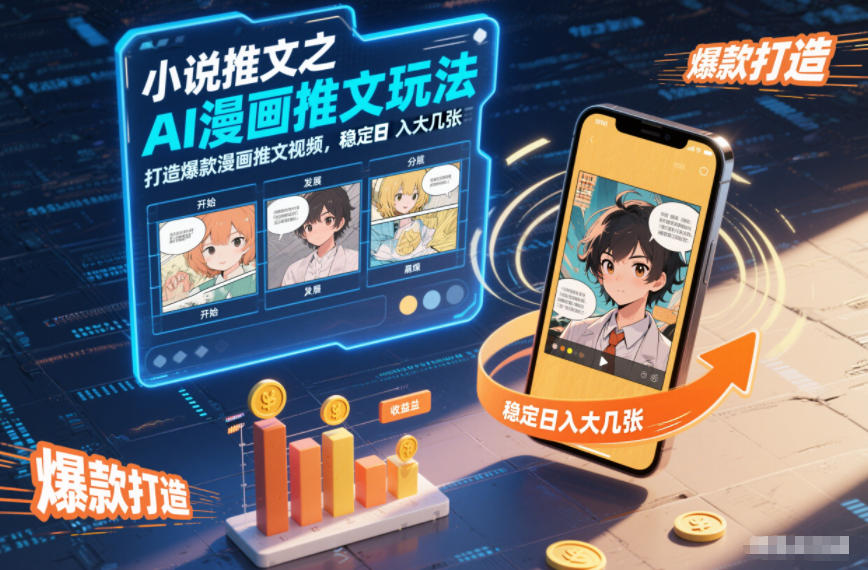 小说推文之AI漫画推文玩法，打造爆款漫画推文视频，稳定日入大几张-蚂蚁汇资源分享项目网