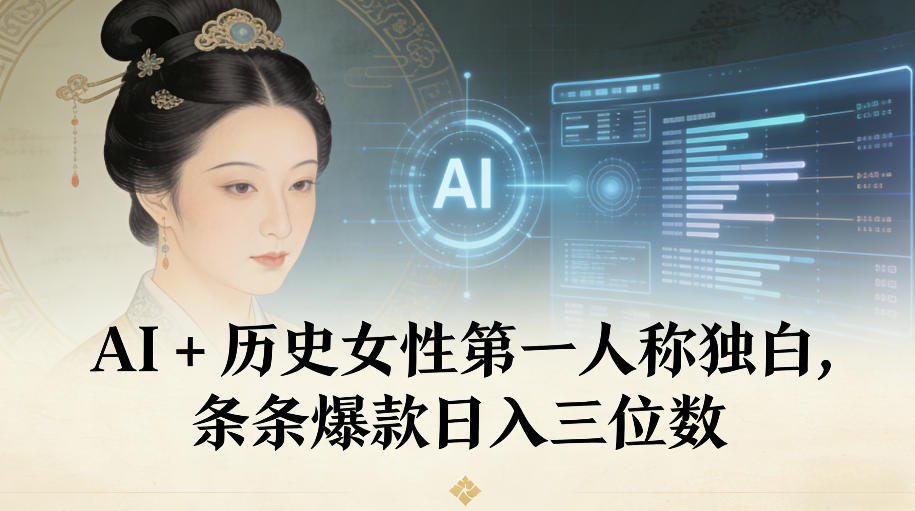 AI+历史女性第一人称独白，条条爆款日入三位数-蚂蚁汇资源分享项目网