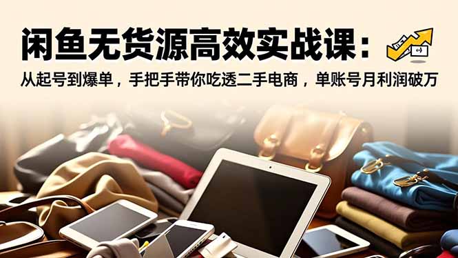 闲鱼无货源高效实战课：从起号到爆单，手把手带你吃透二手电商，单账号月利润破万-蚂蚁汇资源分享项目网