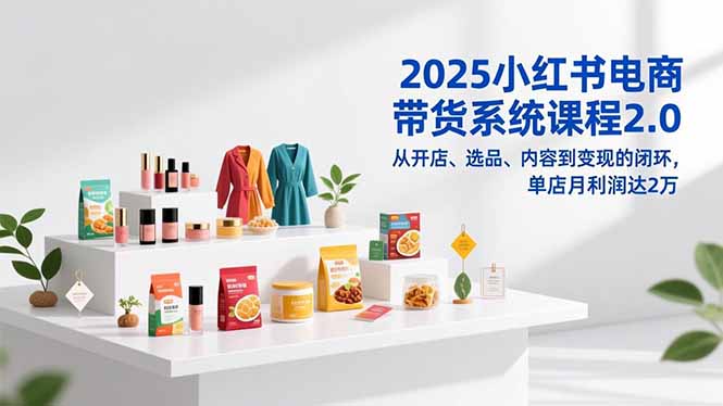 2025小红书电商带货系统课程2.0，从开店、选品、内容到变现的闭环，单店月利润达2万-蚂蚁汇资源分享项目网