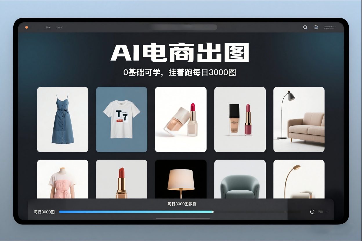 AI电商出图，0基础可学，挂着跑每日3000图-蚂蚁汇资源分享项目网