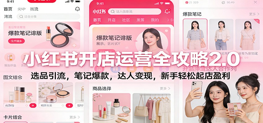 小红书开店运营全攻略2.0：选品引流，笔记爆款，达人变现，新手轻松起店盈利-蚂蚁汇资源分享项目网