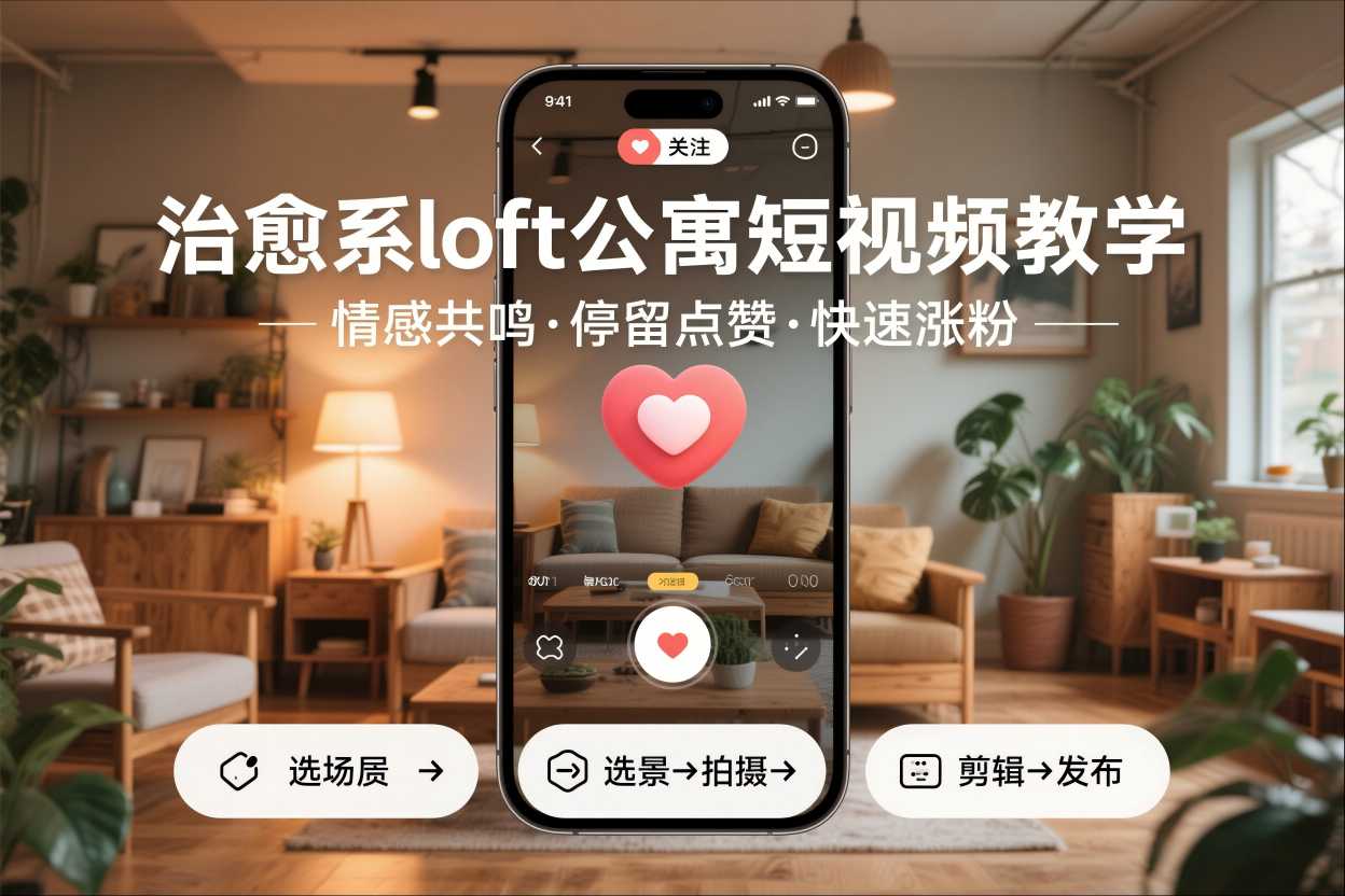 治愈系loft公寓短视频制作教学，情感共鸣引停留点赞关注，快速起号涨粉-蚂蚁汇资源分享项目网