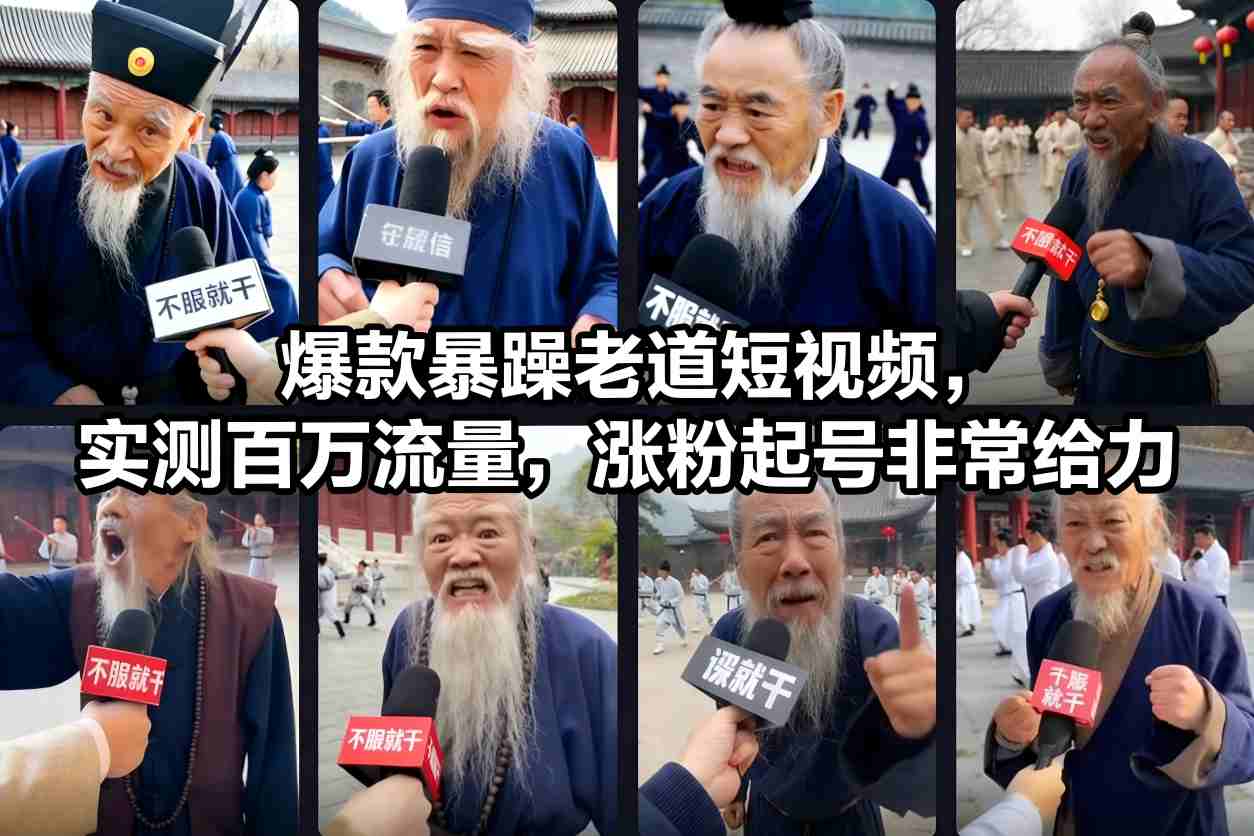 爆款暴躁老道短视频，实测百万流量，涨粉起号非常给力-蚂蚁汇资源分享项目网