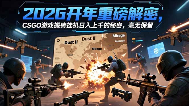 2026开年重磅解密，CSGO游戏搬砖挂机日入上千的秘密，毫无保留-蚂蚁汇资源分享项目网