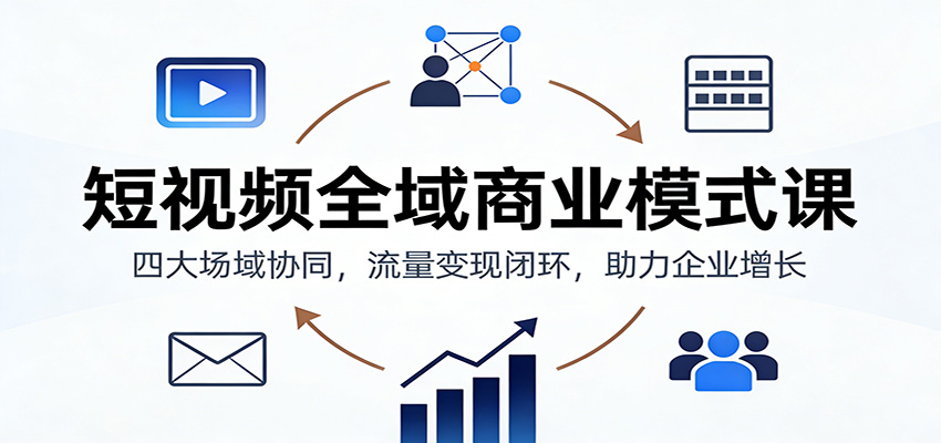短视频全域商业模式课：四大场域协同，流量变现闭环，助力企业增长-蚂蚁汇资源分享项目网