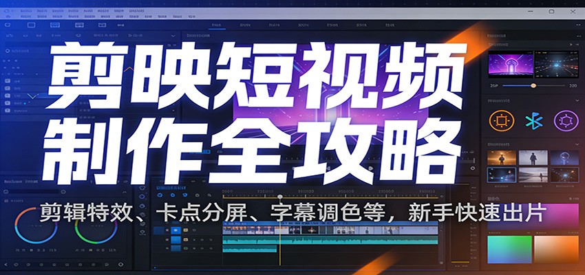 剪映短视频制作全攻略：剪辑特效、卡点分屏、字幕调色等，新手快速出片-蚂蚁汇资源分享项目网