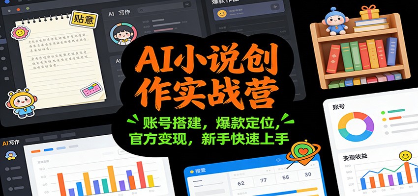 AI小说创作实战营：账号搭建，爆款定位，官方变现，新手快速上手-蚂蚁汇资源分享项目网