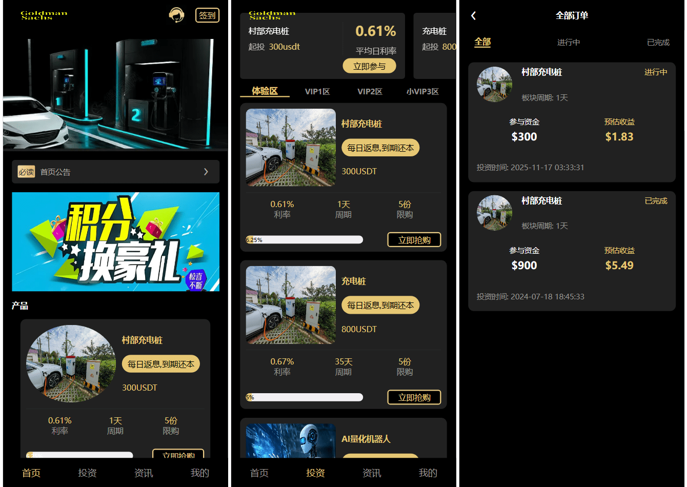 Fidelity充电桩投资理财系统源码-前端uniapp纯源码+后端PHP-蚂蚁汇资源分享项目网