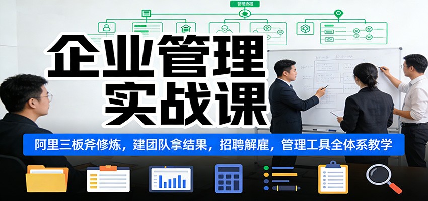 企业管理实战课：阿里三板斧修炼，建团队拿结果，招聘解雇，管理工具全体系教学-蚂蚁汇资源分享项目网
