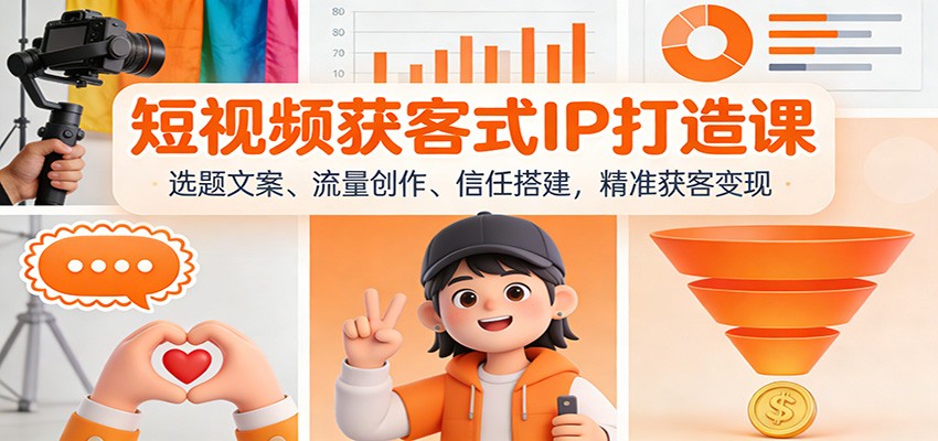 短视频获客式IP打造课：选题文案、流量创作、信任搭建，精准获客变现-蚂蚁汇资源分享项目网