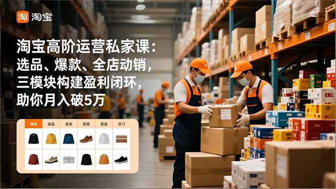 淘宝高阶运营私家课：选品、爆款、全店动销，三模块构建盈利闭环，助你月入破5万(更新12月-蚂蚁汇资源分享项目网