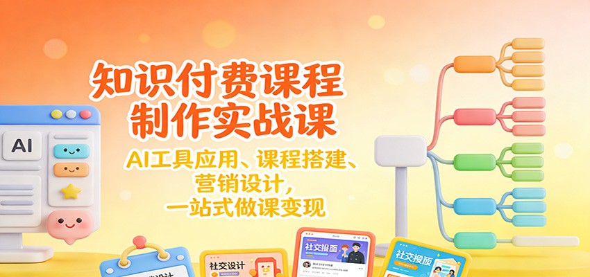 知识付费课程制作实战课：AI工具应用 、课程搭建、营销设计，一站式做课变现-蚂蚁汇资源分享项目网