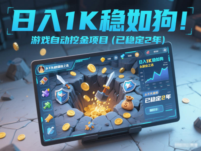 日入1K稳如狗！游戏自动挖金项目(已稳定2年)，永不失业的副业之选【揭秘】-蚂蚁汇资源分享项目网