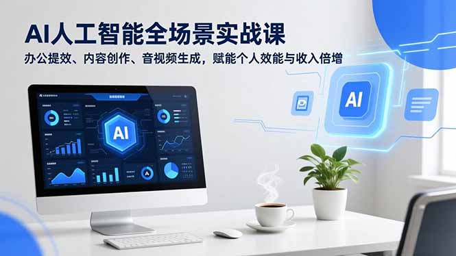 AI人工智能全场景实战课，办公提效、内容创作、音视频生成，赋能个人效能与收入倍增-蚂蚁汇资源分享项目网